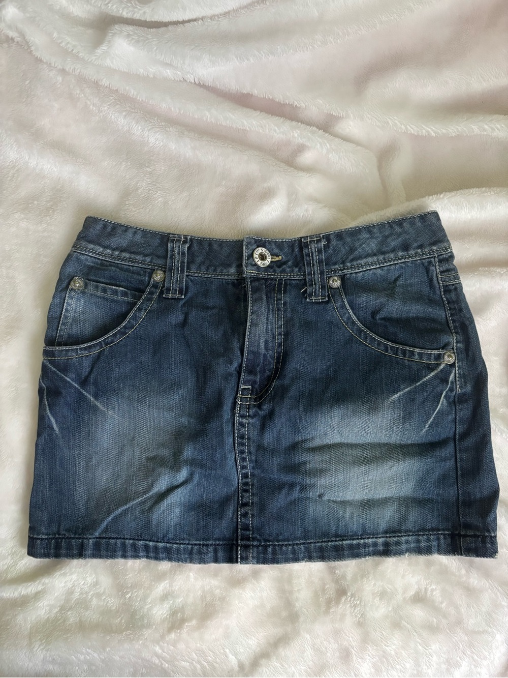 Classic Denim Mini Skirt - Dark Blue